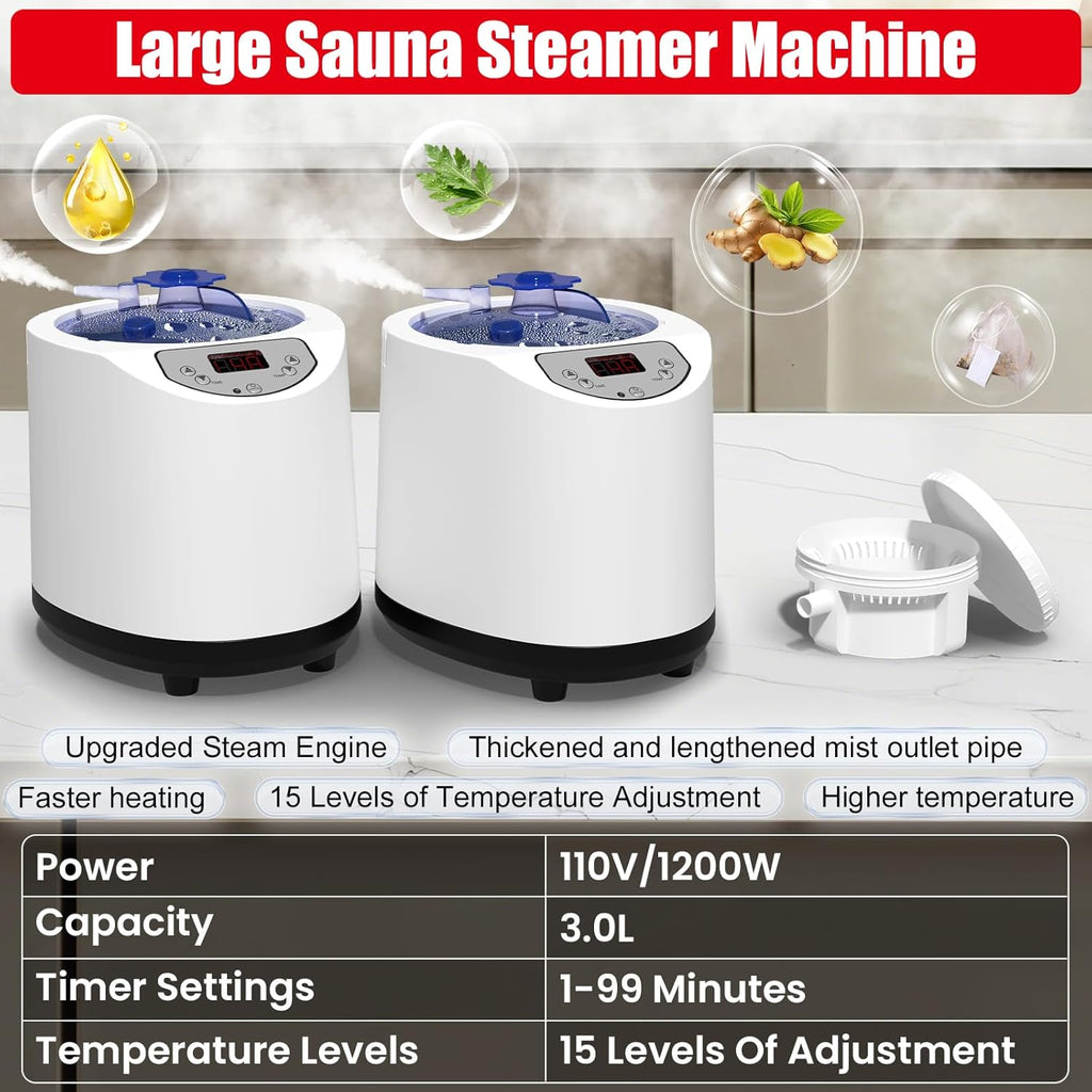 2 Person Infrared Sauna Box for Home, Portable Steam Sauna Room with 660nm+850nm Red Light Therapy Lamp