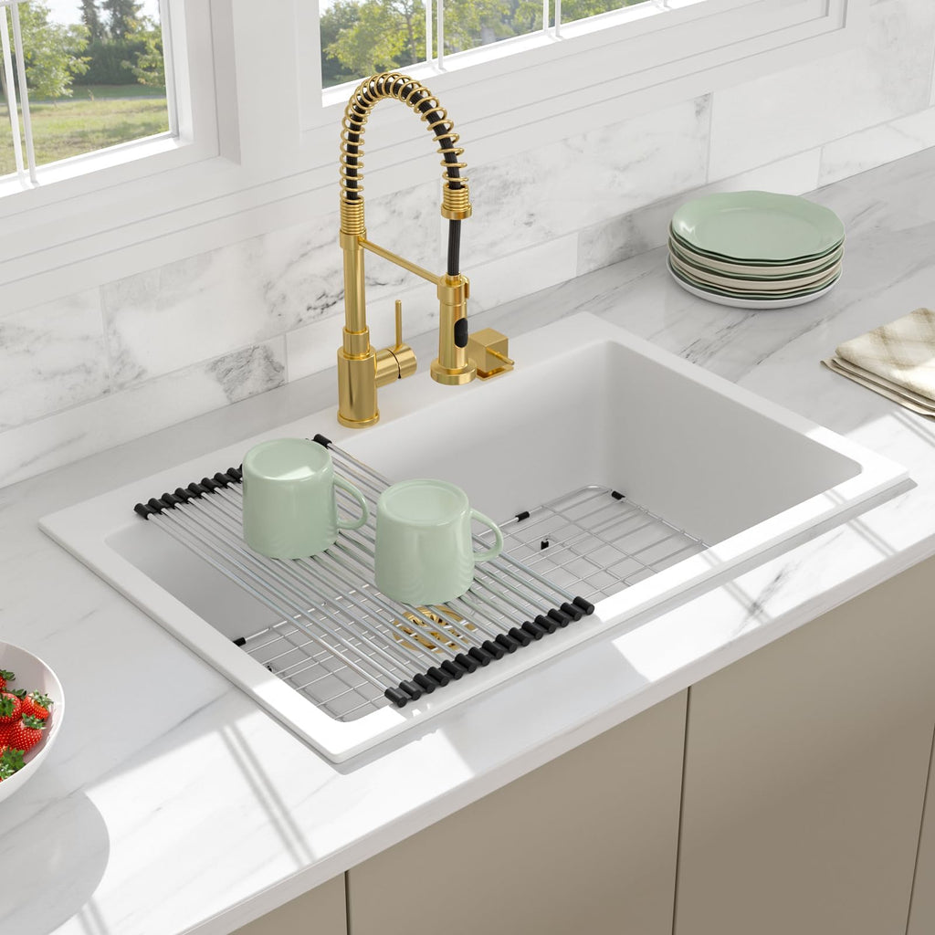 33 White Granite Composite Drop Sink