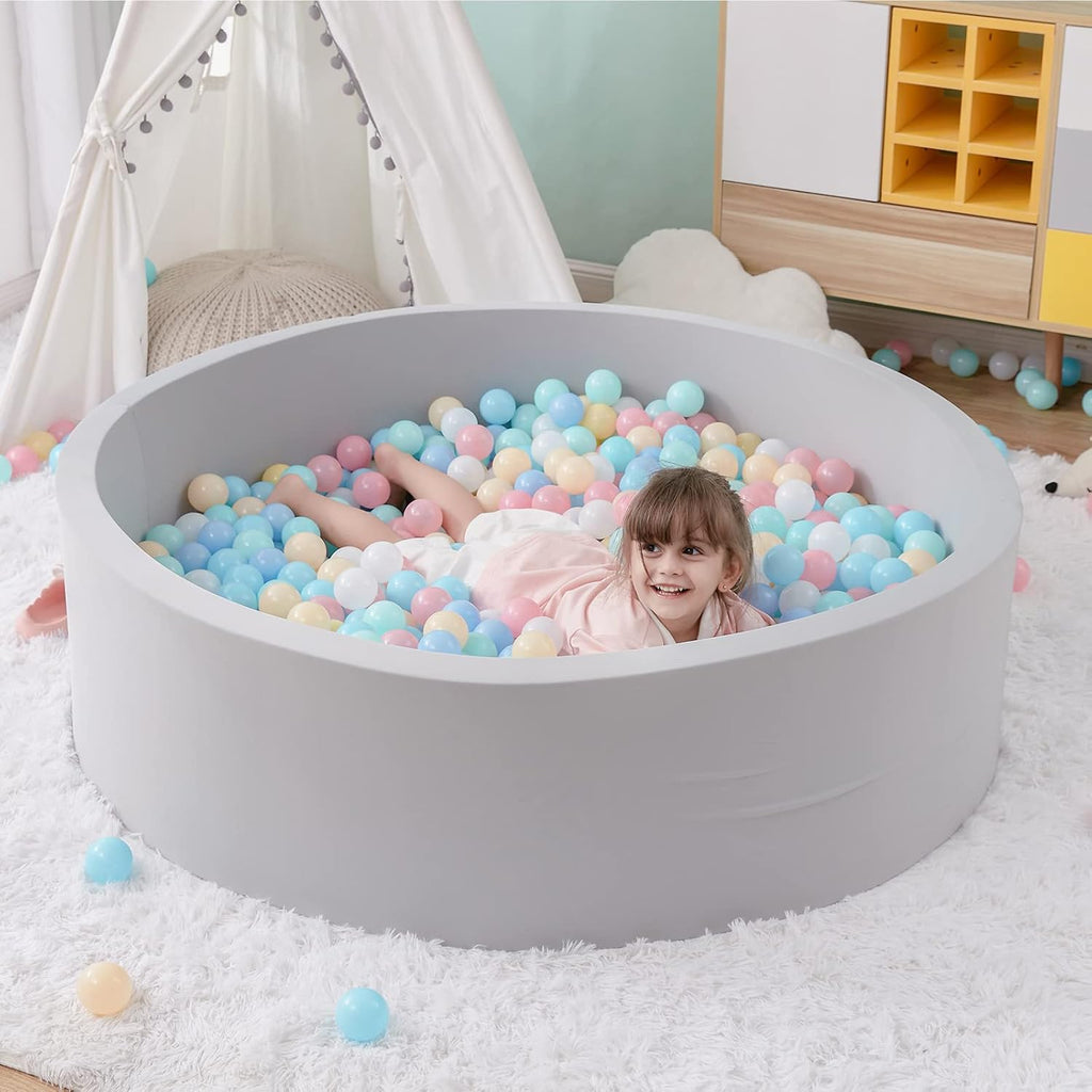 Foam Ball Pit, 47.2"x 13.8" Large Ball Pits for Toddlers-Grey