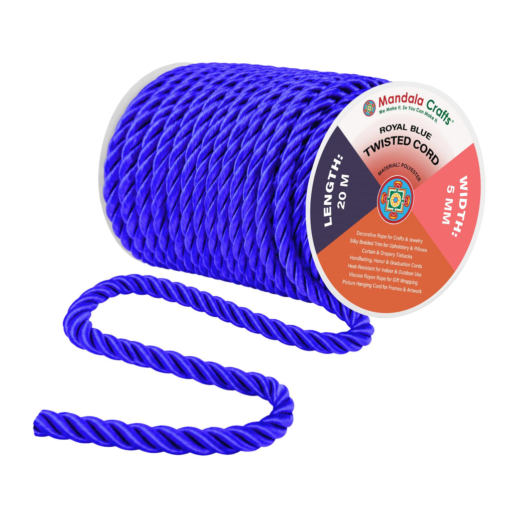 Braided Royal Blue Twisted Cord Trim Decorative Rope