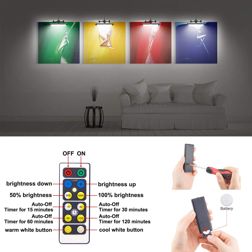 Wireless Picture Frame Led Lighting,Rechargeable Art Display Lighting Clip on Pictures,Over Painting Lights