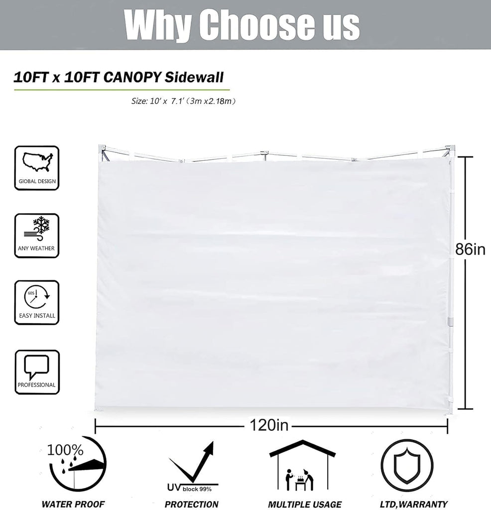Door for 10x10 Canopy Frame Two Central Zipper Design for Easy Entry and Exit, 1 Pack Sunwall Only, Purple