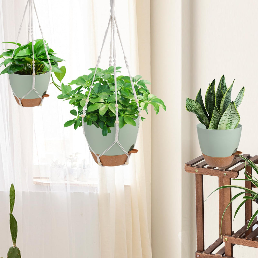 12 Inch Hanging Planters for Indoor Outdoor Plants, Self Watering Hanging Pot with Drainage Holes & Removable Tray