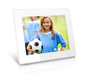8 Inch WiFi Digital Photo Frame with Touchscreen IPS LCD Display and 8GB Built-in Memory, White