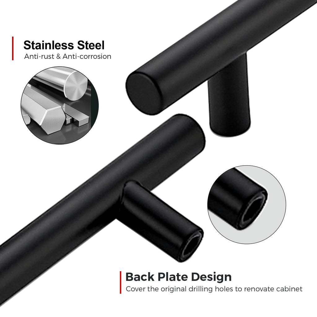 Matte Black Cabinet Pulls Drawer Pulls, 6-1/4 Inch CC, 45 Pack