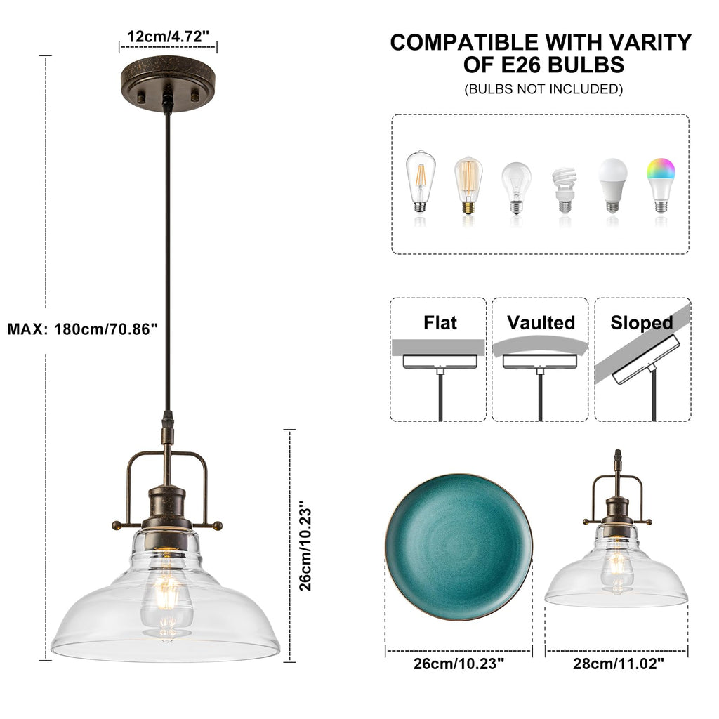 Pendant Lights Kitchen Island Lighting, Farmhouse Hanging Light Fixture, Kitchen Pendant Lighting Over Sink Clear