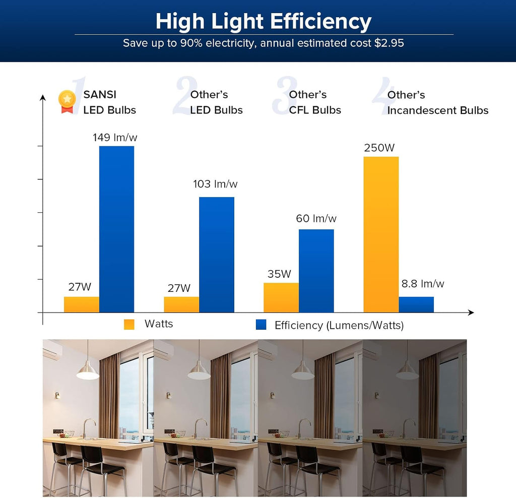 Dimmable LED Light Bulbs Large A21, 250W Equivalent 4000LM, 2 Pack