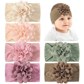 6pcs Baby Girls Flower Hair Headbands Nylon Hair Bands