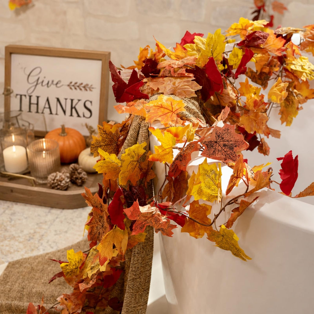 6 Pack Fall Leaf Garland, Total 35Ft Artificial Maple Leaf Autumn Garland Fall Leaves Hanging Vines Fall Maple Leaves