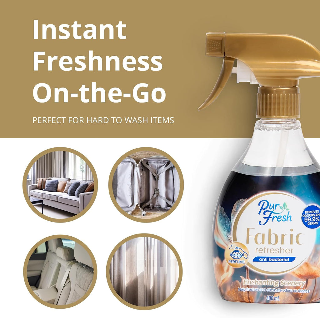 Fabric Refresher Spray - Enchanting Scenery - Wrinkle Release Spray & Fabric Softener Alternative - Odor Eliminator - Set of 135