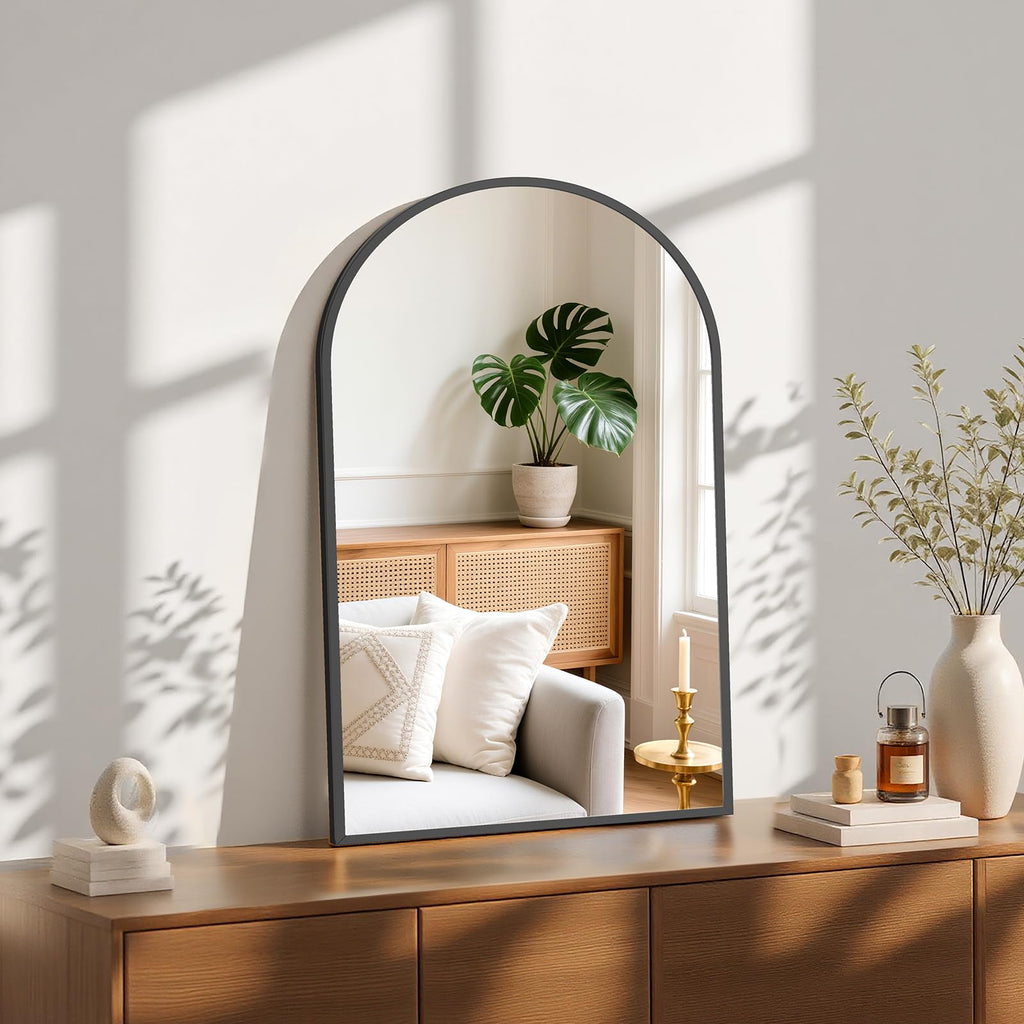 20"x30" Arched Black Bathroom Mirrors for Wall, Vanity Mirror