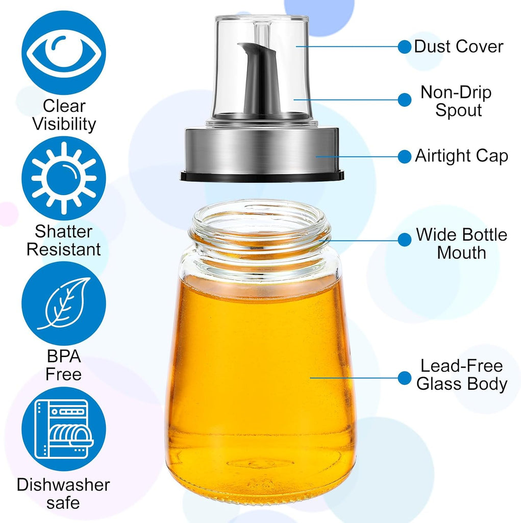 180ml/6 oz Airtight Olive Oil Dispenser Bottle,Oil and Vinegar Cruet Set and BBQ, Oil Decanter for Cooking - Set of 4