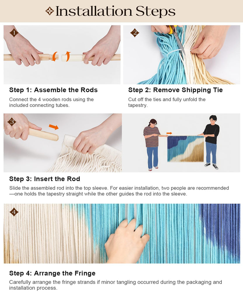 Large Macrame Wall Hanging, Boho Wall Art Tapestry for Above Bed