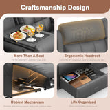 Recliner Sofa, 78.2" PU Leather Reclining Couch Loveseat with Flip Middle Backrest & Drawers
