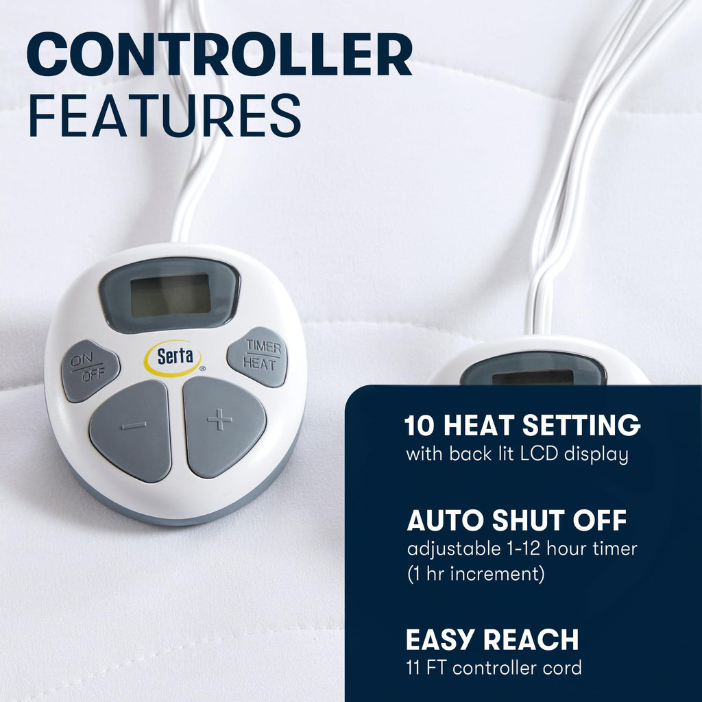 Heated Mattress Pad with Deep Pocket & Dual Controller Queen