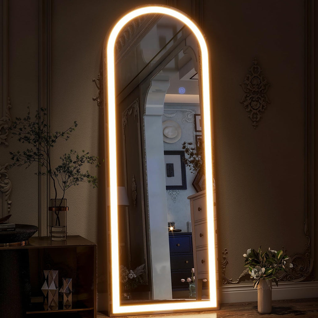 Arched LED Mirror Full Length Standing, 64"x21" Full Body Mirror