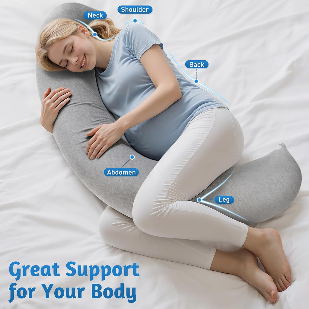 Body Pillow, Memory Foam Pregnancy Pillow Leg Pillow 47.2x9.8in | C-Shaped Long Full Body Pillow, Maternity Pillow