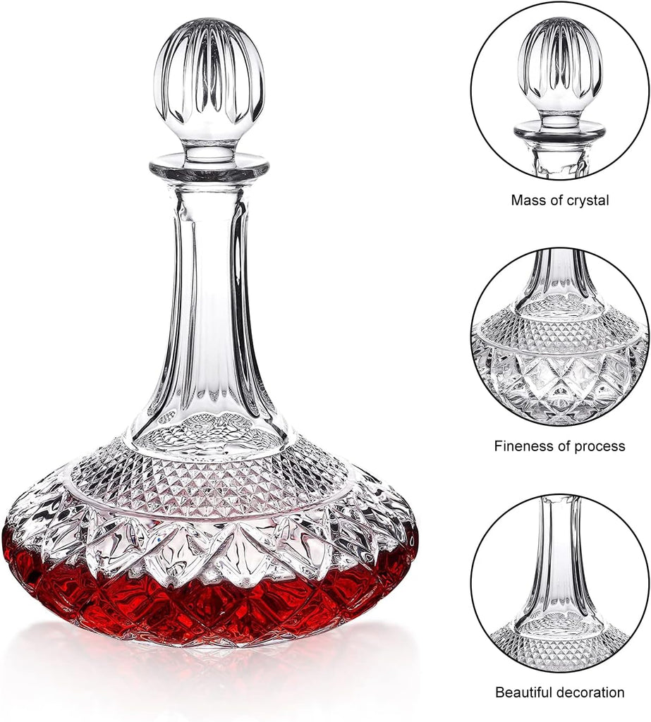 50oz Wine Decanter Crystal Bottle for Wine with Stopper- Top Red Wine Decanter Carafe Bottle with Luxury Box .Elegant