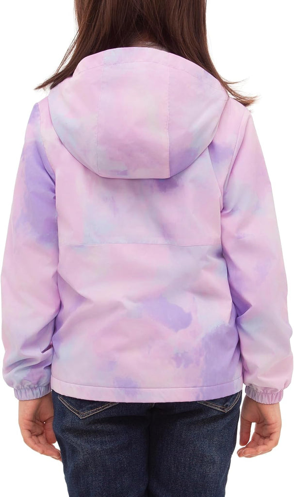 Girls' Fleece Lined Windbreaker Ripstop Water-Resistant Jacket