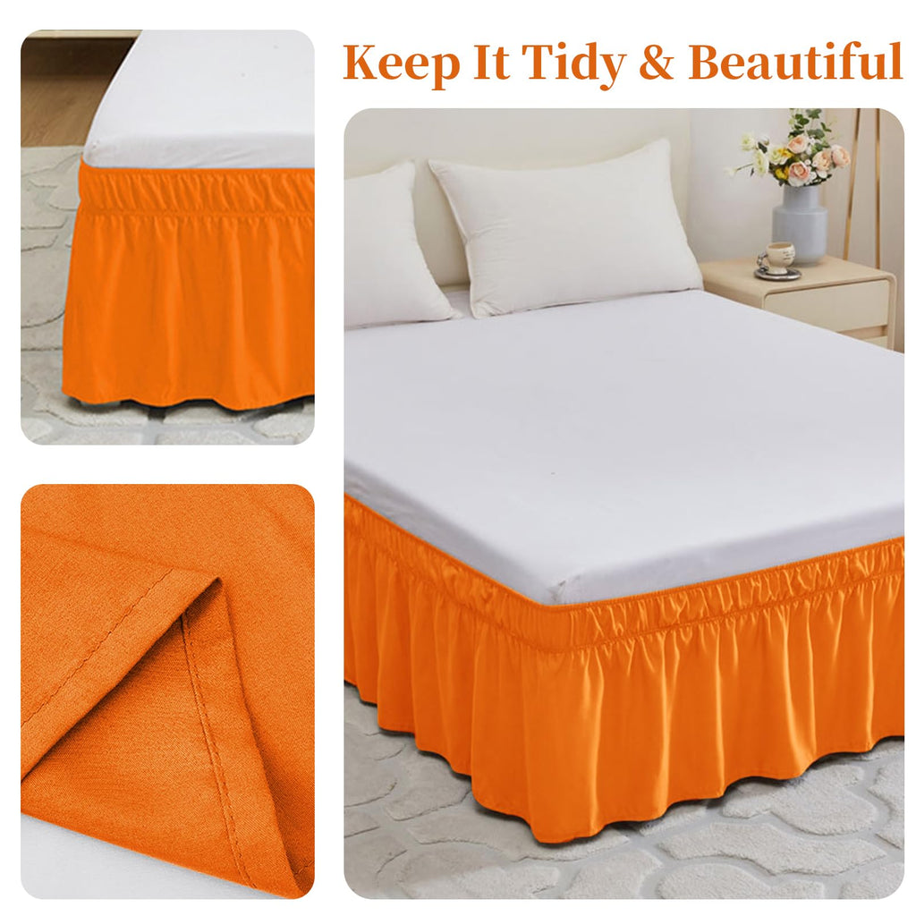 Fall Bed Skirt Wrap Around Ruffled Elastic Navy Blue 59"x78"