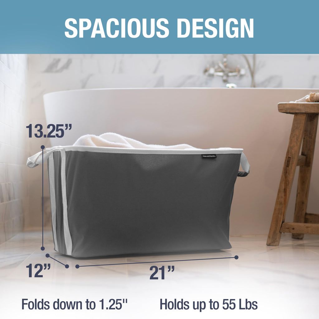 Collapsible Laundry Baskets, 60L 2 Pack, 55 lb, Pop-Up, Charcoal