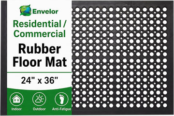 Anti Fatigue Mats Floor, Rubber Bar Mat, Non Slip Commercial Floor Mat with Drainage Holes, Indoor Outdoor Rubber Mat