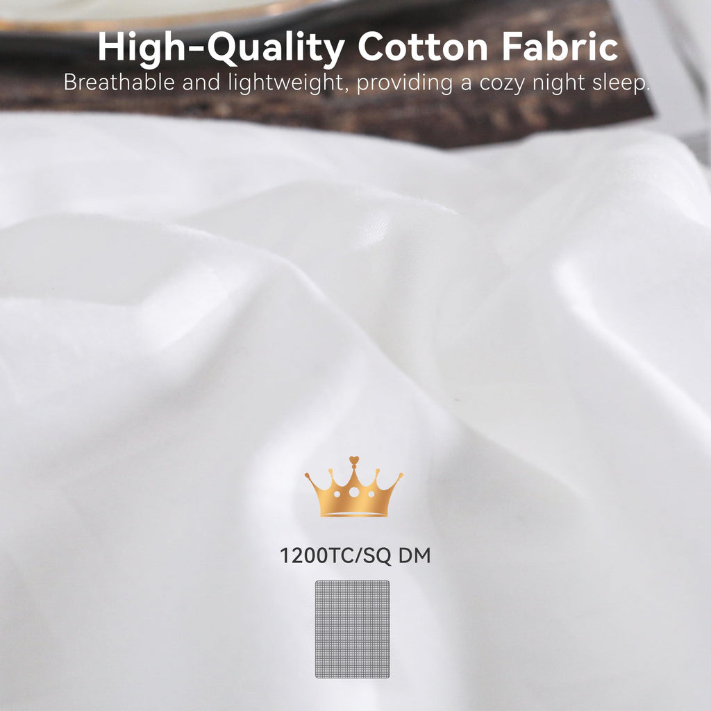 Lightweight 93% Goose Down Comforter Queen Size, Medium Warmth Fluffy Duvet Insert, 100% Egyptian Cotton Shell- 750