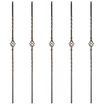 5-Pack Single Basket 1/2 Inches Square Forged Iron Stair Balusters
