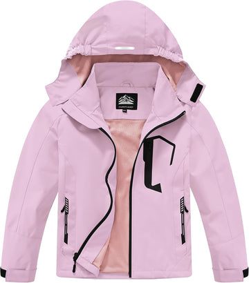 Rain Jacket Boys Girls Lightweight Raincoats Kids Outdoor Windbreaker Jackets with Detachable Hood