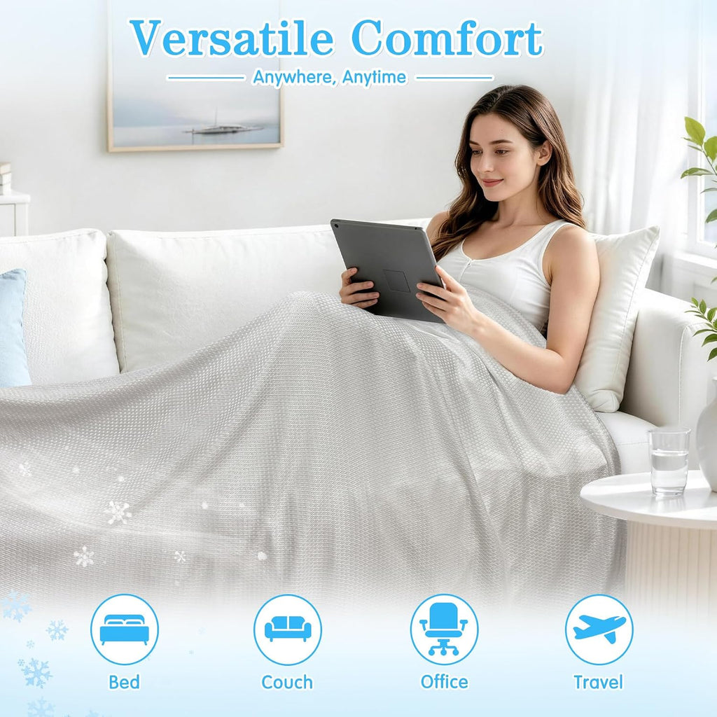 Cooling Blankets for Hot Sleepers and Night Sweats, Cool Summer Blanket, Rayon Made from Bamboo, Silky Soft
