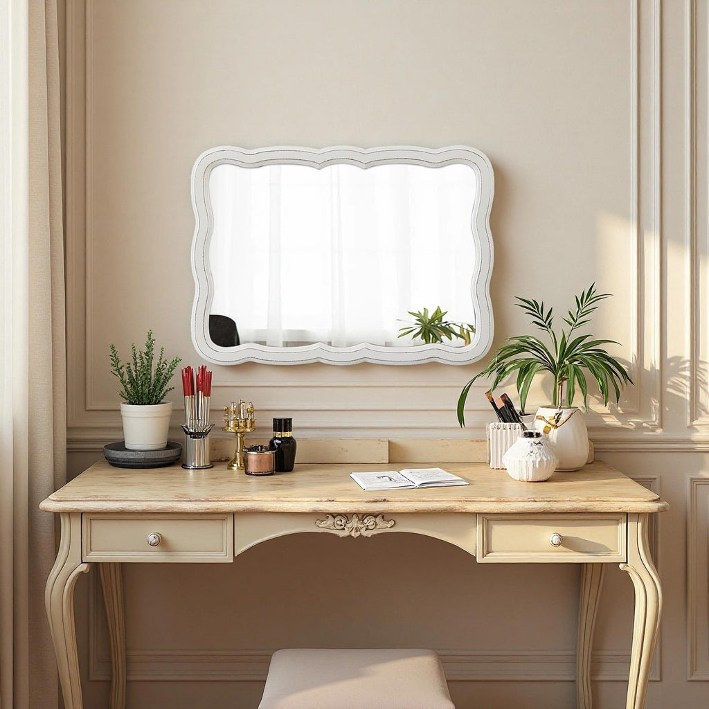 Farmhouse Decorative Scalloped Wall Mirror 22 X 30 Inch