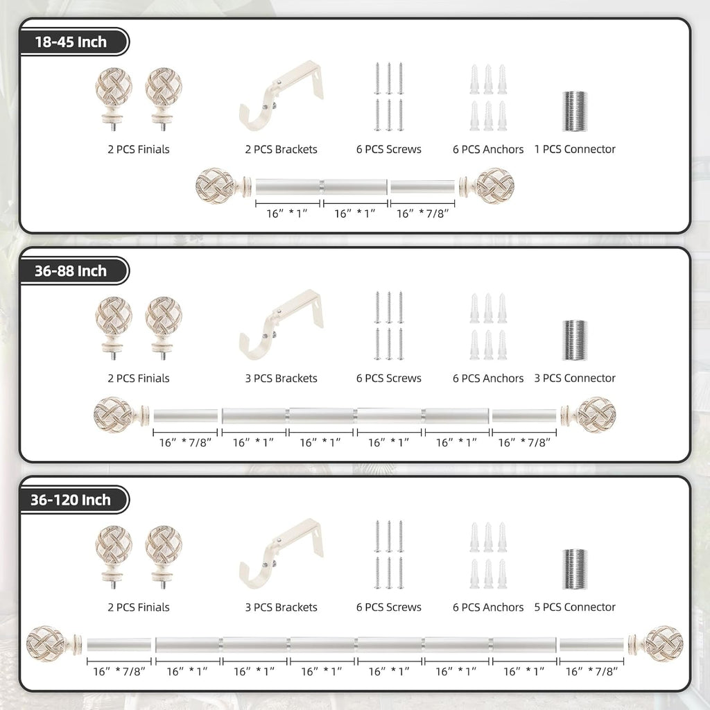 Single Curtain Rod for Windows 48 to 84 Inches(4-7ft): 1 inch Diameter Adjustable Curtain Rod, Heavy Duty Curtain Rod