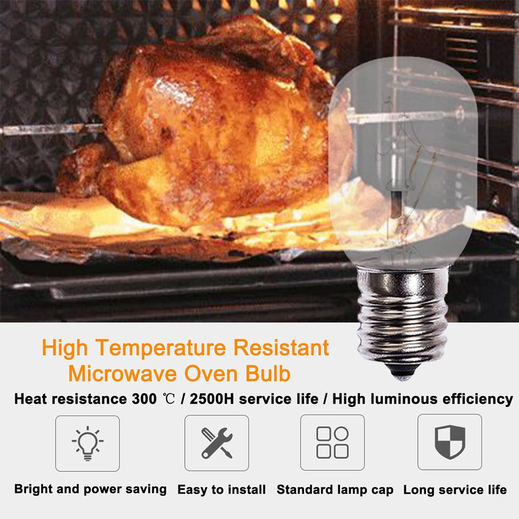Microwave Light Bulbs Under Hood 40 Watt E17 Base Oven Light Bulb, 6 Pack