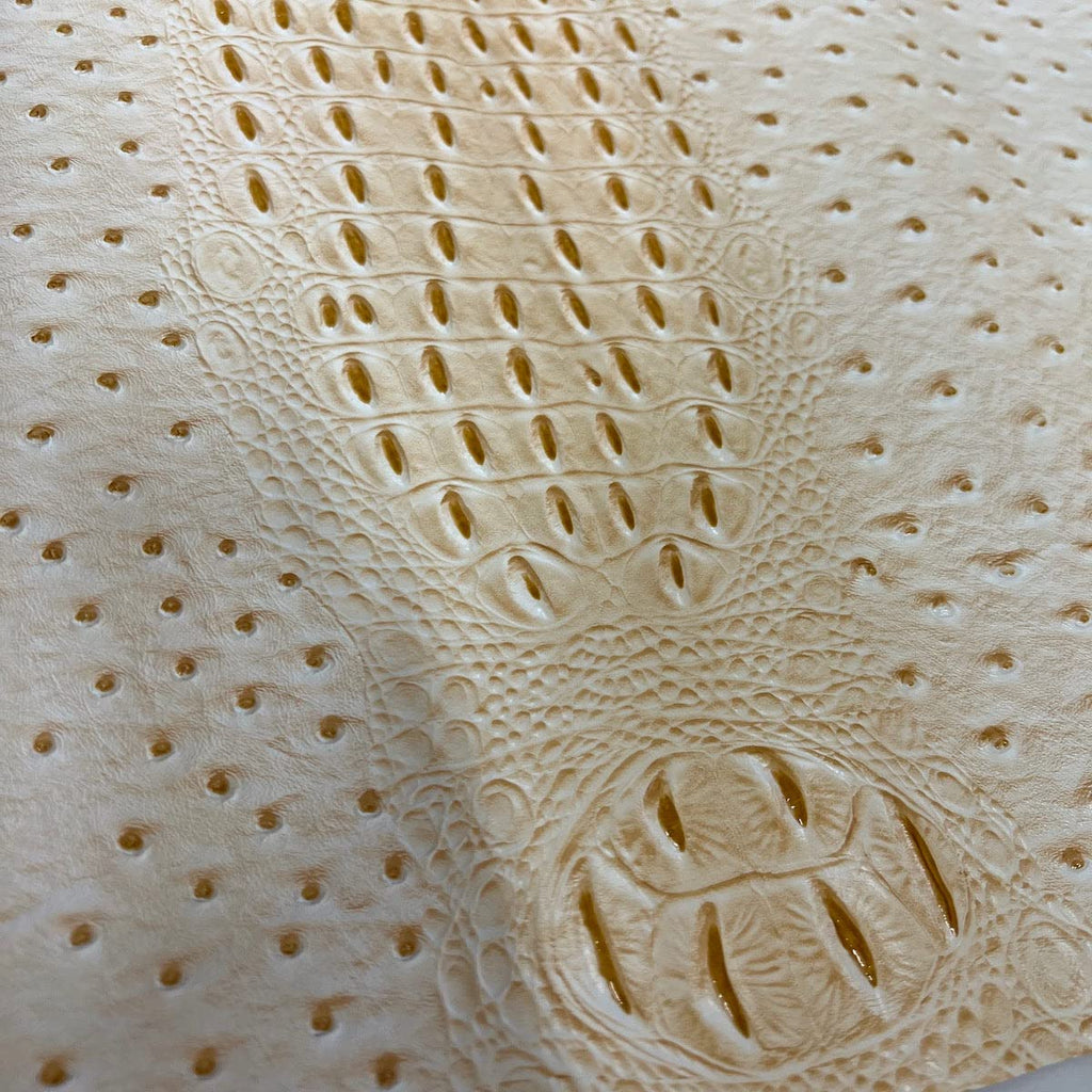 Beige Gatorich Faux Leather Upholstery Crafting Vinyl Fabric - Sold By The Yard - 54"