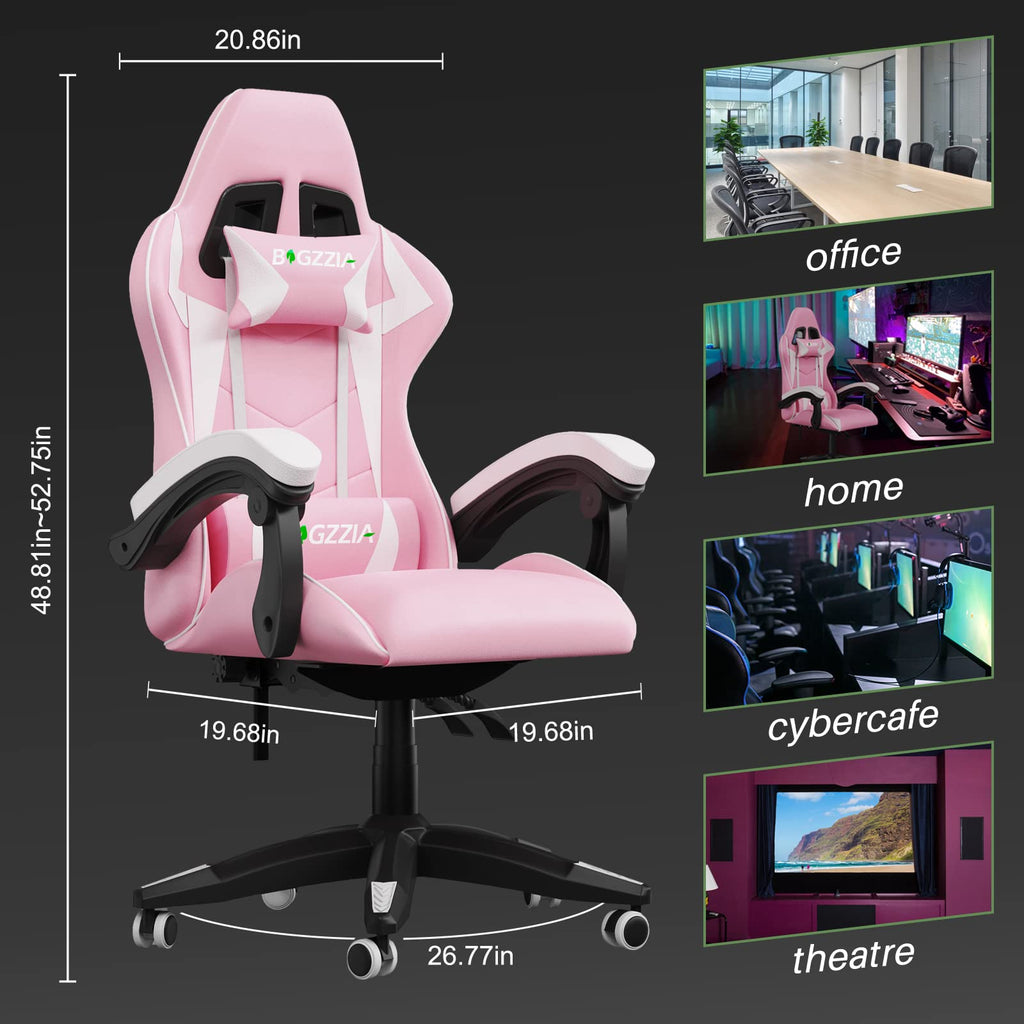 Gaming Chair with Lumbar Support, Comfy Gamer Chairs Pink