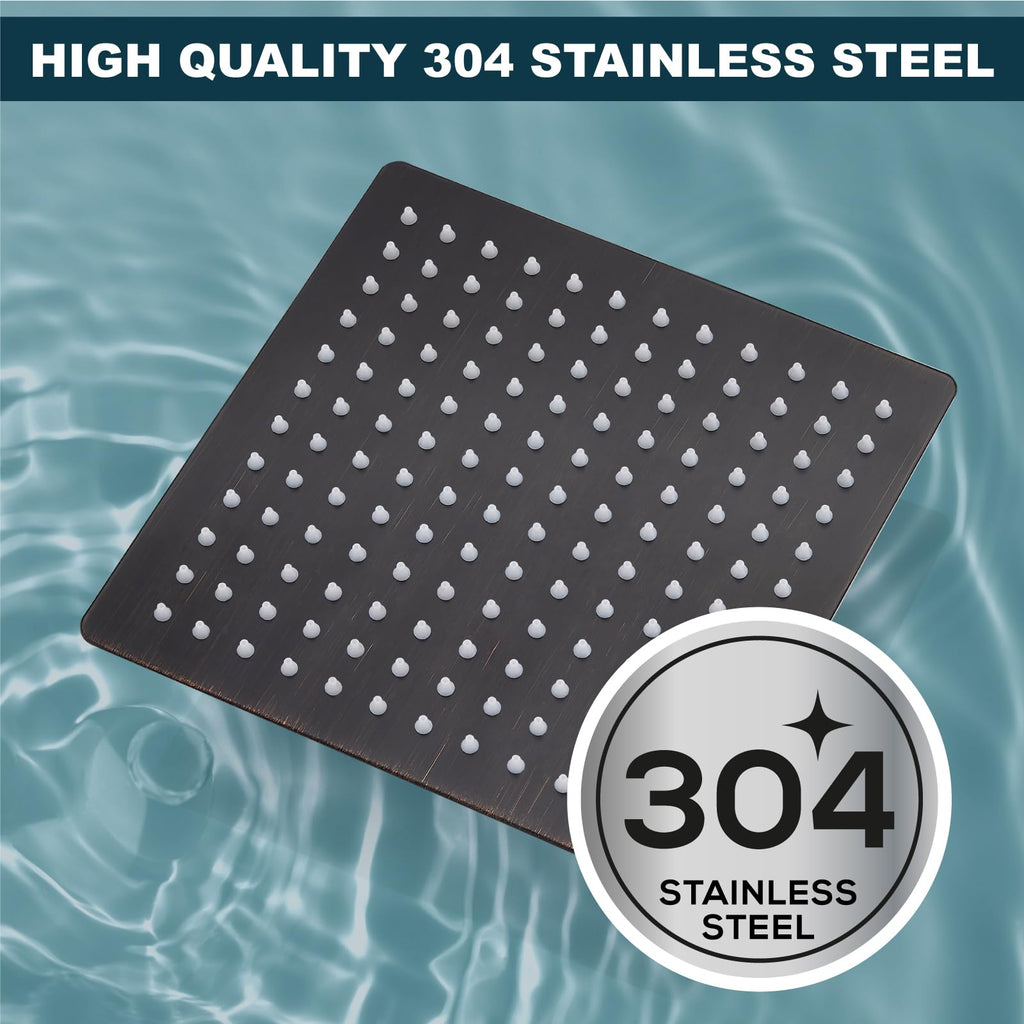 Square Rain Shower Head,High Pressure,Oil Rubbed Bronze 12 Inch