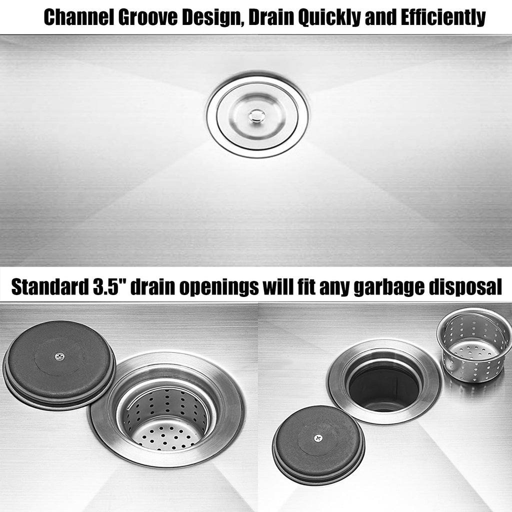 28 Inch Undermount Kitchen Sink, 28 x 18 Brushed Nickel Stainless Steel 16 Gauge 9 Inch Deep Single Bowl Basin