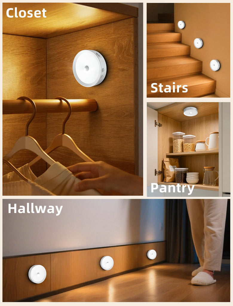 Rechargeable Puck Light with Remote Motion Sensor Light indoor White