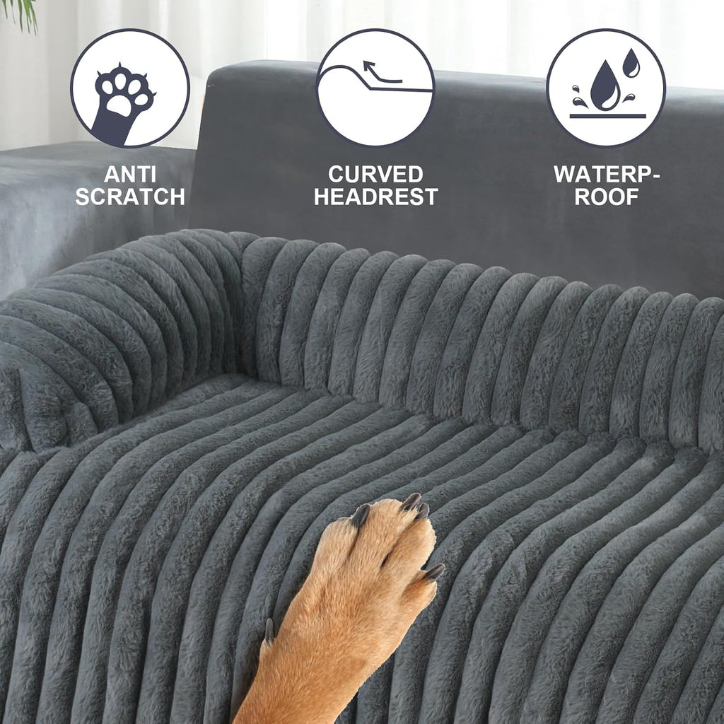 Luxurious Dog Couch Bed, Dog Couch Cover, Couch Protector for Dogs(Grey, L)