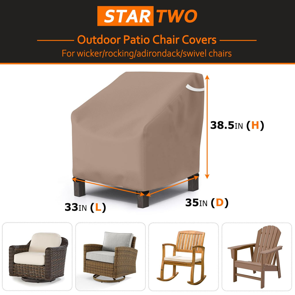 Patio Outdoor Chair Covers 2 Pack, Outdoor Furniture Covers Waterproof Adapter for Lawn Lounge Seat, Wicker, Swivel