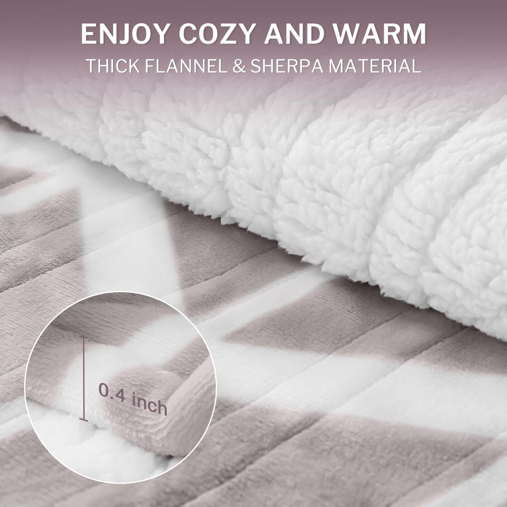 Heated Throw Blanket, 5 Heat Levels & 3 Hours Auto Off, Beige