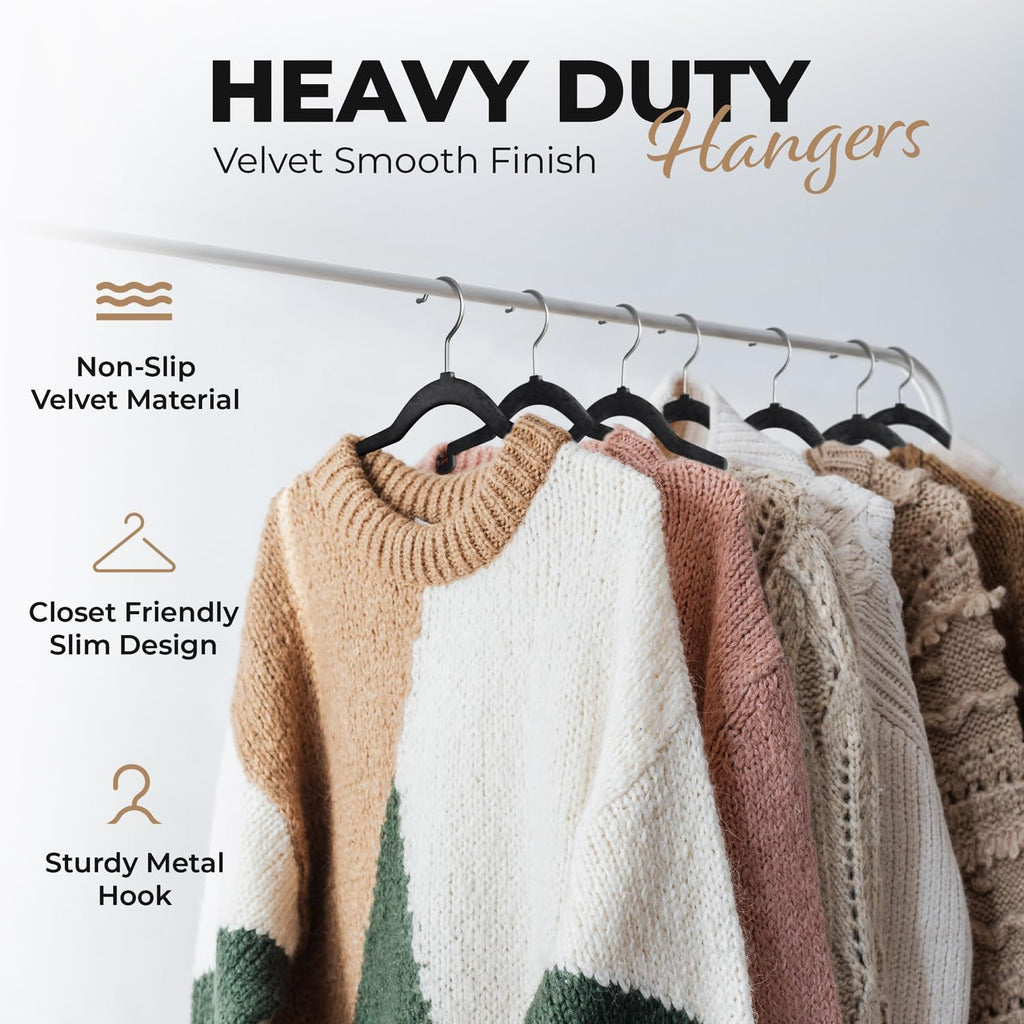 200 Pack Velvet Hanger for Shirt Pants Dresses Skirts Suits Jackets - Slim Space Saving Design - Standard Coat Hanger