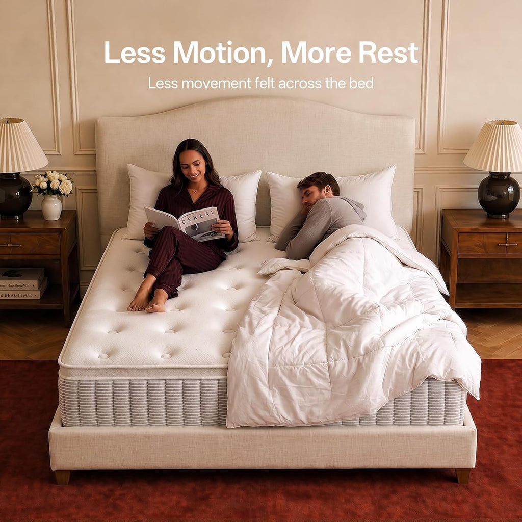 King Size Mattress, 12 Inch Hybrid Mattress with Memory Foam , Medium Firm, | Hybrid Comfort, Medium Zoned Support