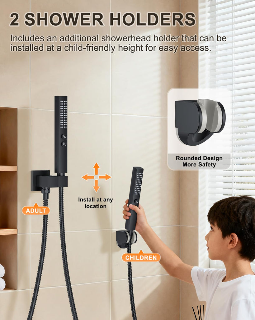 Shower System with Tub Spout, Bathtub Shower Faucet Set Matte Black