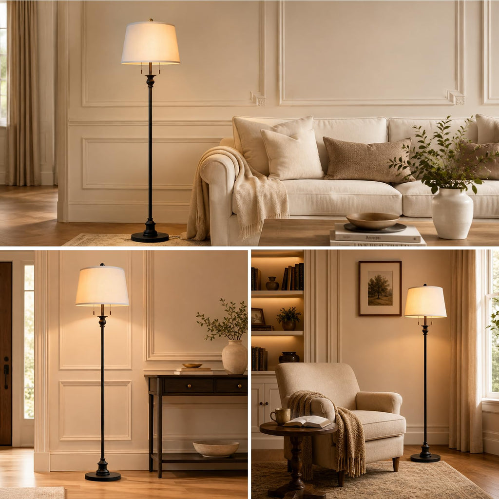 58'' Dimmable Floor Lamp, Matte Black Floor Lamps, Living Room Floor Lamp