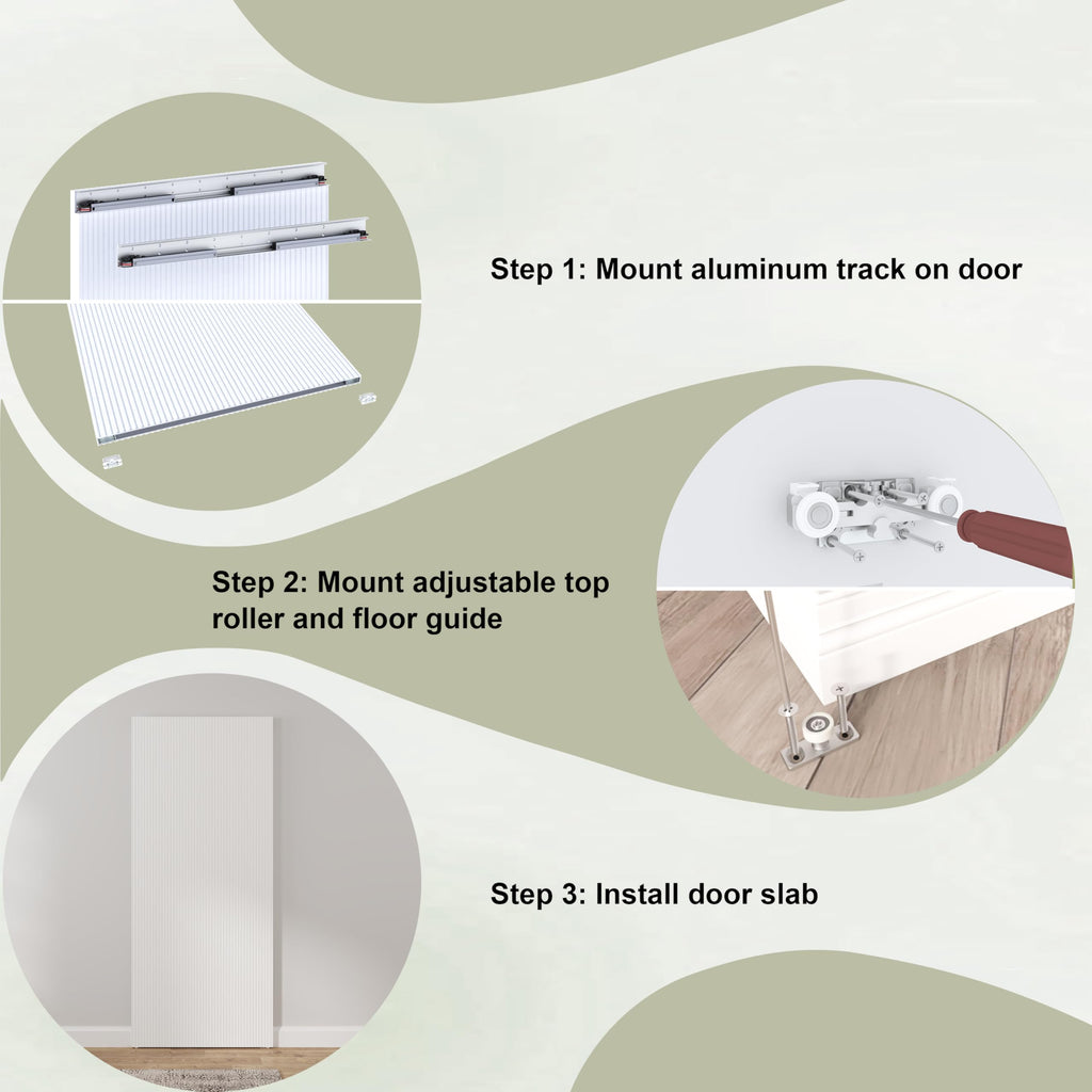 36in x 84in Concealed Barn Door, Fluted Panel Hidden Door