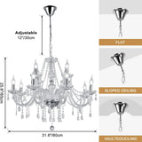 Modern Elegant 15 Lights K9 Crystal Glass Chandelier Silver Pendant Ceiling Lighting European Style for Dining Living Room Bedroom Transparent,15 E12 Bulbs Required A110-B0DRF656D6