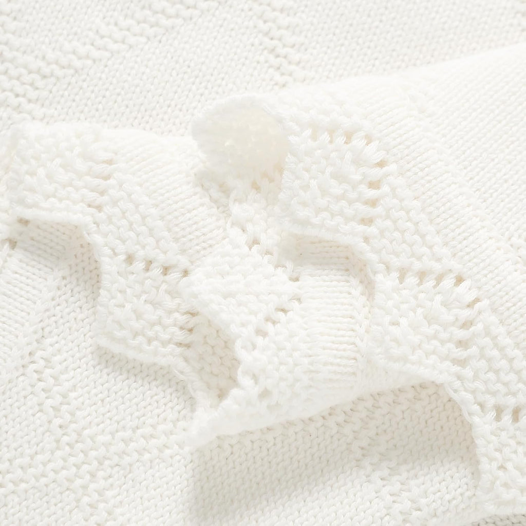 100% Cotton Baby Blankets for Girls Boys, 40x30 Inches, White