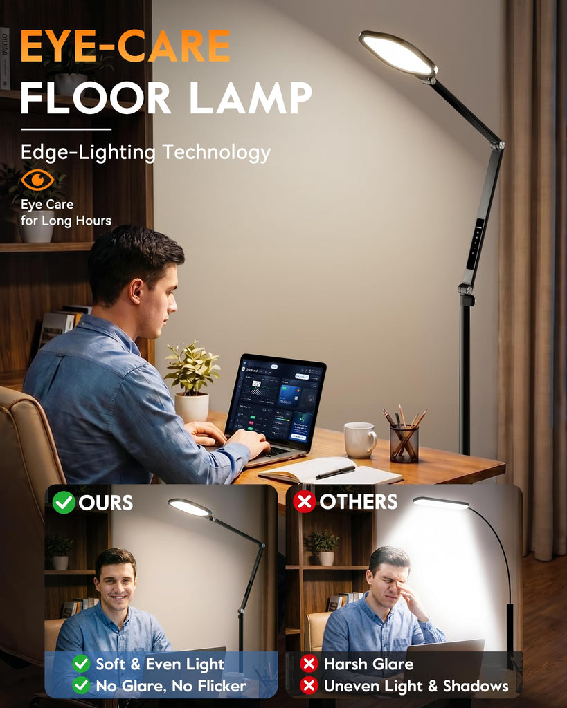 Eye-Care LED Floor Lamps, Remote, 69" Standing Read Lamp, 30 Modes