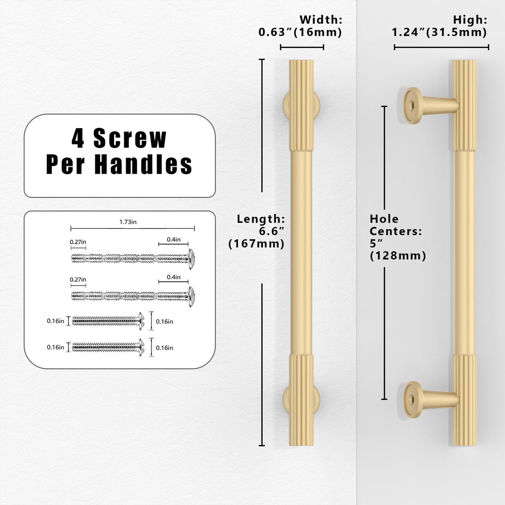 10 Pack Brushed Gold Cabinet Pulls 5 Inch(128mm) Kitchen Cabinet Handles Cabinet Hardware for Drawer Pulls